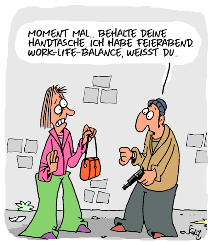 Cartoon: New Work (medium) by Karsten Schley tagged work,life,balance,arbeit,freizeit,kriminalität,raub,feierabend,arbeitszeit,business,new,work,life,balance,arbeit,freizeit,kriminalität,raub,feierabend,arbeitszeit,business,new