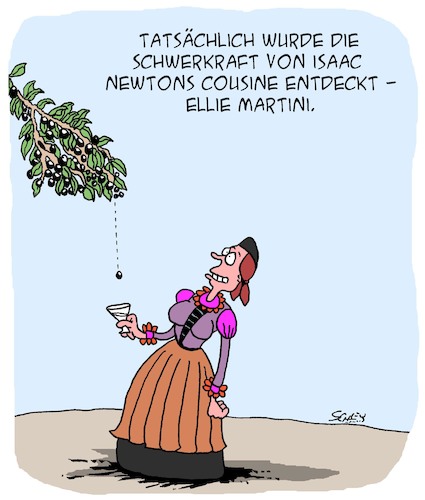 Cartoon: Newton und die Schwerkraft (medium) by Karsten Schley tagged physik,geschichte,naturwissenschaft,forschung,newton,schwerkraft,familie,frauen,alkohol,gesellschaft,physik,geschichte,naturwissenschaft,forschung,newton,schwerkraft,familie,frauen,alkohol,gesellschaft