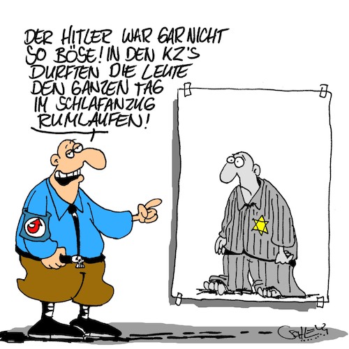 Cartoon: Nicht so böse (medium) by Karsten Schley tagged höcke,afd,nazis,relativierung,hitler,krieg,massenmord,geschichte,konzentrationslager,morde,kriegsverbrechen,kriminalität,gesellschaft,deutschland,wahlen,höcke,afd,nazis,relativierung,hitler,krieg,massenmord,geschichte,konzentrationslager,morde,kriegsverbrechen,kriminalität,gesellschaft,deutschland,wahlen