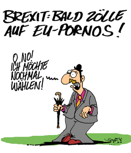 Cartoon: Nochmal! (medium) by Karsten Schley tagged brexit,uk,europa,politik,eu,verhandlungen,wirtschaft,märkte,business,zölle,import,export,brexit,uk,europa,politik,eu,verhandlungen,wirtschaft,märkte,business,zölle,import,export