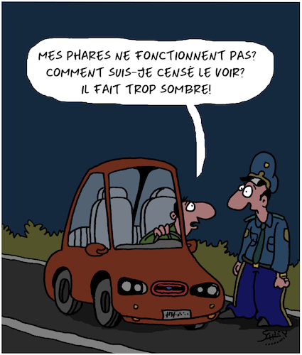 Cartoon: Obscurite (medium) by Karsten Schley tagged trafic,voitures,saisons,technologie,gendarmes,trafic,voitures,saisons,technologie,gendarmes