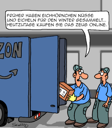 Cartoon: Online Shopping (medium) by Karsten Schley tagged shopping,internet,winter,eichhörnchen,tiere,natur,business,wirtschaft,technik,fortschritt,gesellschaft,shopping,internet,winter,eichhörnchen,tiere,natur,business,wirtschaft,technik,fortschritt,gesellschaft