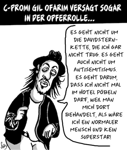 Cartoon: Opfer Ofarim (medium) by Karsten Schley tagged medien,verleumdung,religion,promis,politik,publicity,antisemitismus,ofarim,gesellschaft,deutschland,medien,verleumdung,religion,promis,politik,publicity,antisemitismus,ofarim,gesellschaft,deutschland