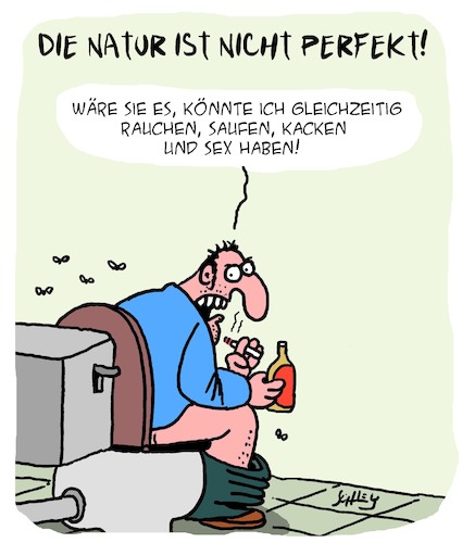 Cartoon: Perfekte Natur?? (medium) by Karsten Schley tagged natur,perfektion,umwelt,umweltschutz,rauchen,trinken,alkohol,männer,verdauung,gesellschaft,natur,perfektion,umwelt,umweltschutz,rauchen,trinken,alkohol,männer,sex,verdauung,gesellschaft