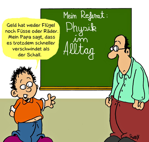 Cartoon: Physik (medium) by Karsten Schley tagged schule,alltag,schüler,lehrer,bildung,geld,unterricht,wirtschaft,business,kinder,schule,alltag,schüler,bildung,geld,unterricht,wirtschaft,business