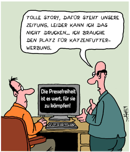 Cartoon: Pressefreiheit (medium) by Karsten Schley tagged presse,pressefreiheit,redakteure,feigheit,business,kapitalismus,industrie,werbubg,geld,medien,gesellschaft,deutschland,europa,demokratie,presse,pressefreiheit,redakteure,feigheit,business,kapitalismus,industrie,werbubg,geld,medien,gesellschaft,deutschland,europa,demokratie