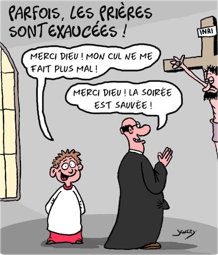 Cartoon: Prieres (medium) by Karsten Schley tagged christianisme,religion,prieres,pretres,eglises,maltraitance,des,enfants,politique,societe,christianisme,religion,prieres,pretres,eglises,maltraitance,des,enfants,politique,societe