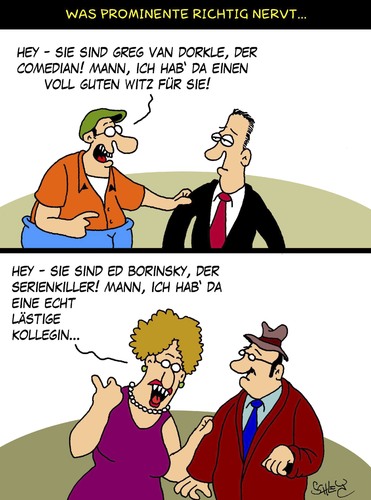 Cartoon: Prominente (medium) by Karsten Schley tagged prominente,fernsehen,tv,unterhaltung,fans,fankultur,prominente,fernsehen,tv,unterhaltung,fans,fankultur