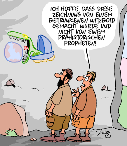 Cartoon: Prophetisch (medium) by Karsten Schley tagged zukunft,propheten,kunst,prähistorisches,forscher,wissenschaft,höhlen,höhlenforscher,aliens,erde,zukunft,propheten,kunst,prähistorisches,forscher,wissenschaft,höhlen,höhlenforscher,aliens,erde