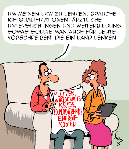 Cartoon: Qualifikation (medium) by Karsten Schley tagged qualifikation,kompetenz,politik,politiker,wirtschaft,gesellschaft,bildung,deutschland,europa,qualifikation,kompetenz,politik,politiker,wirtschaft,gesellschaft,bildung,deutschland,europa