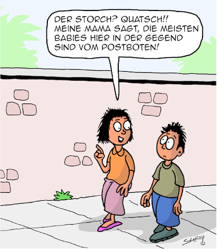 Cartoon: Quatsch! (medium) by Karsten Schley tagged liebe,ehe,seitensprung,babies,familie,männer,frauen,postboten,gesellschaft,liebe,ehe,seitensprung,babies,familie,männer,frauen,postboten,gesellschaft