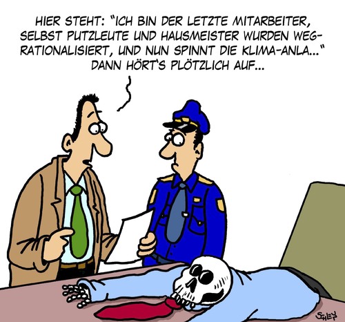 Cartoon: Rationalisierung (medium) by Karsten Schley tagged business,wirtschaft,arbeitslosigkeit,arbeitgeber,arbeitnehmer,arbeit,jobs,rationalisierung,rationalisierung,jobs,arbeit,arbeitnehmer,wirtschaft,business