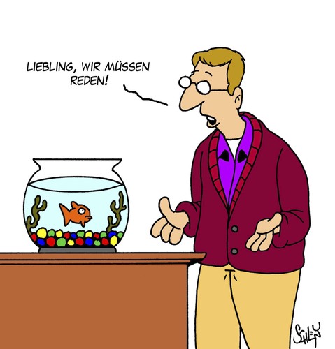 Cartoon: Reden (medium) by Karsten Schley tagged reden,männer,tiere,haustiere,fische,kommunikation,beziehungen,liebe,reden,männer,tiere,haustiere,fische,kommunikation,beziehungen,liebe