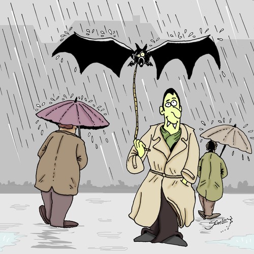Cartoon: Regentag (medium) by Karsten Schley tagged wetter,regen,winter,klima,vampire,wetter,regen,winter,klima,vampire