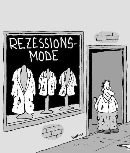 Cartoon: Rezession ist chic (medium) by Karsten Schley tagged rezessions,wirtschaftskrise,mode,einzelhandel,kaufkraft,pleite,verbraucher,insolvenz,abschwung,wirtschaft,politik,gesellschaft,rezessions,wirtschaftskrise,mode,einzelhandel,kaufkraft,pleite,verbraucher,insolvenz,abschwung,wirtschaft,politik,gesellschaft