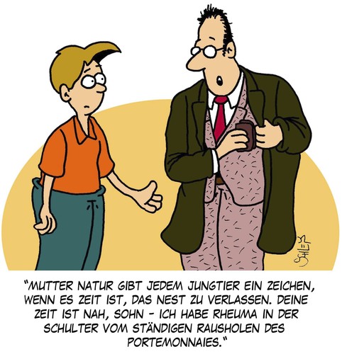 Cartoon: Rheuma (medium) by Karsten Schley tagged gesundheit,väter,söhne,geld,taschengeld,natur,tiere,rheuma,erziehung,gesundheit,väter,söhne,geld,taschengeld,natur,tiere,rheuma,erziehung