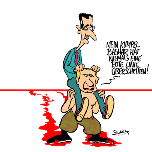 Cartoon: Rote Linie (medium) by Karsten Schley tagged syrien,krieg,terror,zivilisten,tod,assad,putin,russland,kriegsverbrechen,europa,gesellschaft,giftgas,deutschland,syrien,krieg,terror,zivilisten,tod,assad,putin,russland,kriegsverbrechen,europa,gesellschaft,giftgas,deutschland