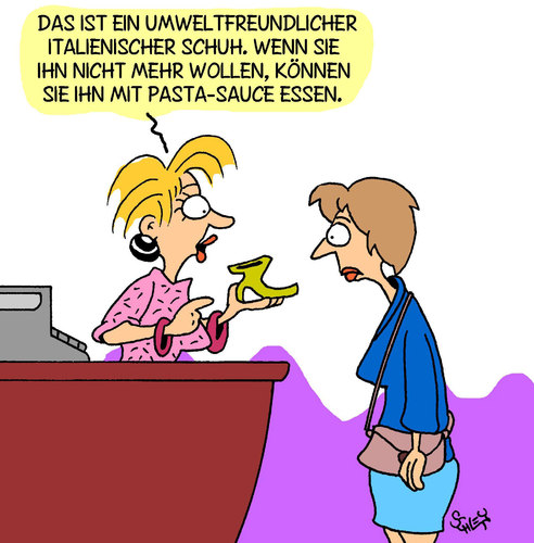 Cartoon: Schuh (medium) by Karsten Schley tagged frauen,einkaufen,shopping,konsumverhalten,konsumenten,deutschland,gesellschaft,wirtschaft,geld,umsatz,frauen,einkaufen,shopping,konsumverhalten,konsumenten,deutschland,gesellschaft,wirtschaft,umsatz,geld