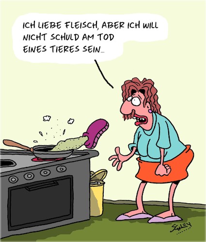 Cartoon: Schuldig (medium) by Karsten Schley tagged fleisch,ernährung,massentierhaltung,vegetarier,tiere,tod,fleisch,ernährung,massentierhaltung,vegetarier,tiere,tod