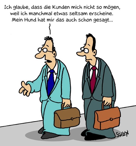 Cartoon: Seltsam (medium) by Karsten Schley tagged verkaüfer,verkaufen,kunden,haustiere,tiere,hunde,umsatz,wirtschaft,business,verkaufen,kunden,haustiere,hunde,umsatz,wirtschaft,business