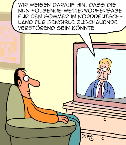 Cartoon: Sensible Zuschauende (medium) by Karsten Schley tagged wetter,klima,natur,sommer,deutschland,temperaturen,kälte,klimahysterie,wettervorhersage,tv,medien,gesellschaft,wetter,klima,natur,sommer,deutschland,temperaturen,kälte,klimahysterie,wettervorhersage,tv,medien,gesellschaft