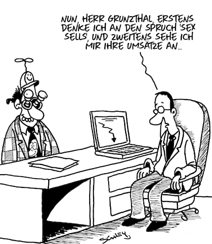 Cartoon: Sex sells (medium) by Karsten Schley tagged umsätze,vertrieb,verkäufe,abschlüsse,außendienstler,vertriebsleitung,umsatzziele,wirtschaft,business,arbeitgeber,arbeitnehmer,gesellschaft,umsätze,vertrieb,verkäufe,abschlüsse,außendienstler,vertriebsleitung,umsatzziele,sex,wirtschaft,business,arbeitgeber,arbeitnehmer,gesellschaft