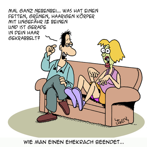 Cartoon: SO stoppt man den Ehekrach! (medium) by Karsten Schley tagged männer,frauen,ehe,liebe,beziehungen,streit,auseinandersetzungen,ehestreit,insekten,frisuren,familie,männer,frauen,ehe,liebe,beziehungen,streit,auseinandersetzungen,ehestreit,insekten,frisuren,familie