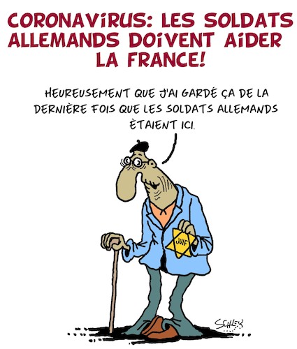 Cartoon: Soldats Allemands en France! (medium) by Karsten Schley tagged coronavirus,politique,sante,histoire,europe,coronavirus,politique,sante,histoire,europe