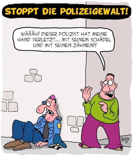 Cartoon: Stoppt Polizeigewalt!! (medium) by Karsten Schley tagged polizei,justiz,gesetze,gewalt,recht,ordnung,sicherheit,politik,gesellschaft,polizei,justiz,gesetze,gewalt,recht,ordnung,sicherheit,politik,gesellschaft