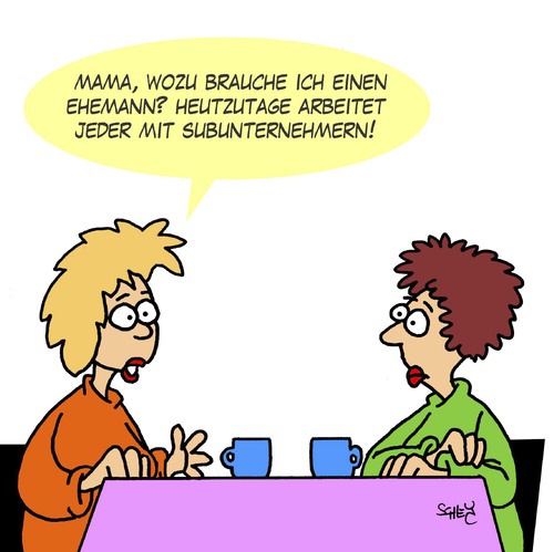 Cartoon: Subunternehmer (medium) by Karsten Schley tagged arbeitnehmer,arbeitgeber,subunternehmer,business,frauen,männer,ehe,heirat,liebe,liebe,heirat,ehe,männer,frauen,business,subunternehmer,arbeitgeber,arbeitnehmer