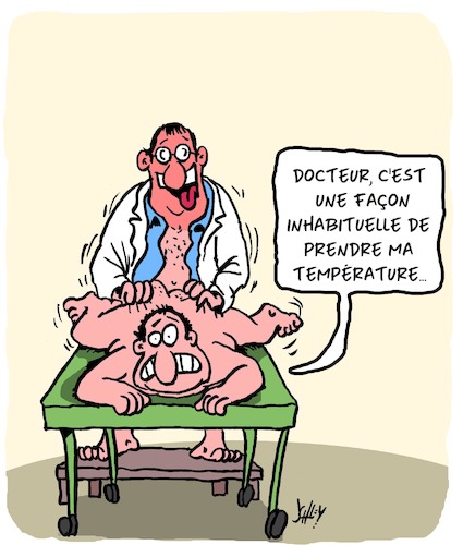 Cartoon: Temperature (medium) by Karsten Schley tagged docteurs,patients,sante,temperature,covid19,amour,fievre,docteurs,patients,sante,temperature,covid19,amour,fievre