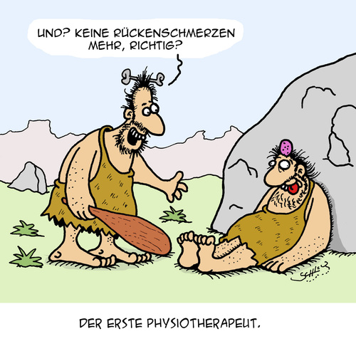 Cartoon: Therapie (medium) by Karsten Schley tagged physiotherapeuten,physiotherapie,medizin,patienten,gesundheit,hsitorisches,geschichte,menschheit,schmerzen,schmerzbehandlung,steinzeit,physiotherapeuten,physiotherapie,medizin,patienten,gesundheit,hsitorisches,geschichte,menschheit,schmerzen,schmerzbehandlung,steinzeit