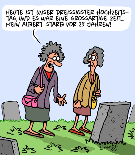 Cartoon: Tolle Zeit (medium) by Karsten Schley tagged liebe,ehe,hochzeitstag,männer,frauen,beziehungen,familie,leben,tod,gesellschaft,liebe,ehe,hochzeitstag,männer,frauen,beziehungen,familie,leben,tod,gesellschaft