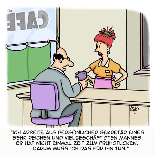 Cartoon: Toller Job (medium) by Karsten Schley tagged business,zeit,wirtschaft,management,ernährung,mitarbeiter,arbeitgeber,arbeitnehmer,reichtum,geld,business,zeit,wirtschaft,management,ernährung,mitarbeiter,arbeitgeber,arbeitnehmer,reichtum,geld