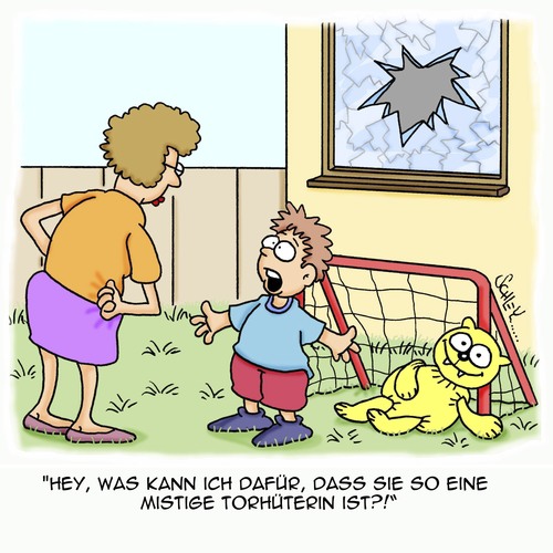 Cartoon: TOOOOOOOOOOR!!!!!!!! (medium) by Karsten Schley tagged spiel,tiere,katzen,spielzeug,eltern,familie,kinder,ballsport,tor,sport,fußball,fußball,sport,tor,ballsport,kinder,familie,eltern,spielzeug,katzen,tiere,spiel