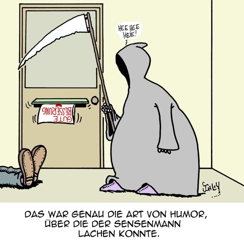 Cartoon: Tot gelacht (medium) by Karsten Schley tagged leben,tod,humor,zufall,krankheit,gesundheit,lachen,leben,tod,humor,zufall,krankheit,gesundheit,lachen
