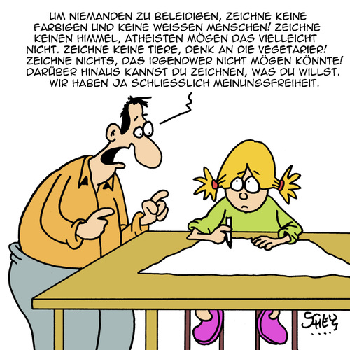 Cartoon: Tu was du willst!! (medium) by Karsten Schley tagged freiheit,kunst,meinungsfreiheit,cartoons,religion,feigheit,medien,kinder,eltern,familie,medienfeigheit,arschkriecherei,gehorsam,korrektheit,politik,freiheit,kunst,meinungsfreiheit,cartoons,religion,feigheit,medien,kinder,eltern,familie,medienfeigheit,arschkriecherei,gehorsam,korrektheit,politik