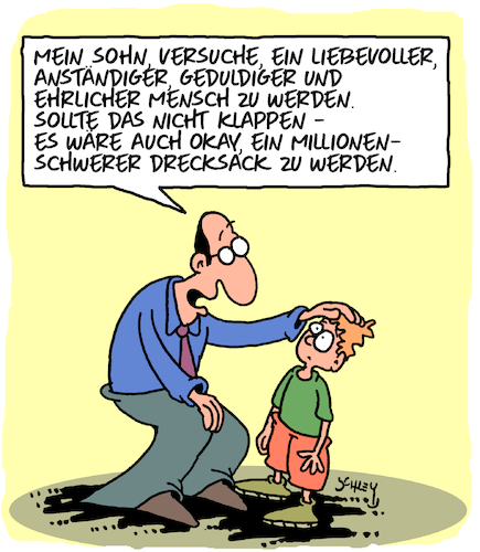 Cartoon: Väter und Söhne (medium) by Karsten Schley tagged väter,söhne,zukunft,anstand,ehrlichkeit,geduld,familie,karriere,geld,gesellschaft,väter,söhne,zukunft,anstand,ehrlichkeit,geduld,familie,karriere,geld,gesellschaft