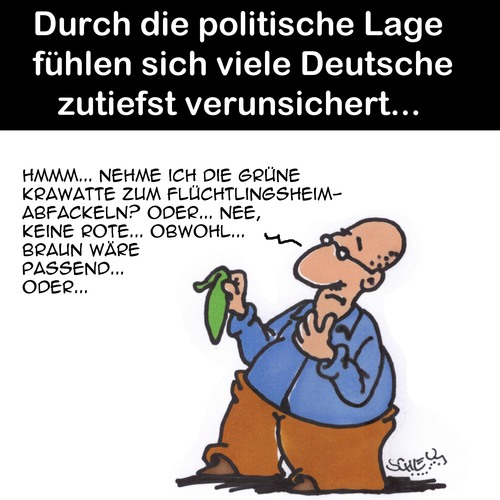 Cartoon: Verunsicherung (medium) by Karsten Schley tagged demokratie,rechtsextremismus,wahlen,kriminalität,flüchtlinge,innenpolitik,politik,vertrauen,verunsicherung,protest,gesellschaft,deutschland,deutschland,gesellschaft,protest,verunsicherung,vertrauen,politik,innenpolitik,flüchtlinge,kriminalität,wahlen,rechtsextremismus,demokratie