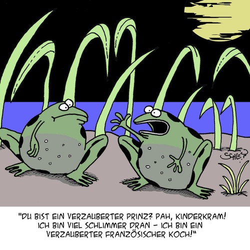 Cartoon: VIEL schlimmer!!! (medium) by Karsten Schley tagged tiere,natur,wildnis,märchen,literatur,küche,kochen,frankreich,frösche,tiere,natur,wildnis,märchen,literatur,küche,kochen,frankreich,frösche