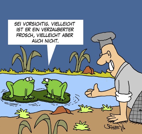 Cartoon: Vielleicht (medium) by Karsten Schley tagged frösche,köche,natur,tiere,ernährung,kochen,essen,essen,kochen,ernährung,tiere,natur,köche,frösche