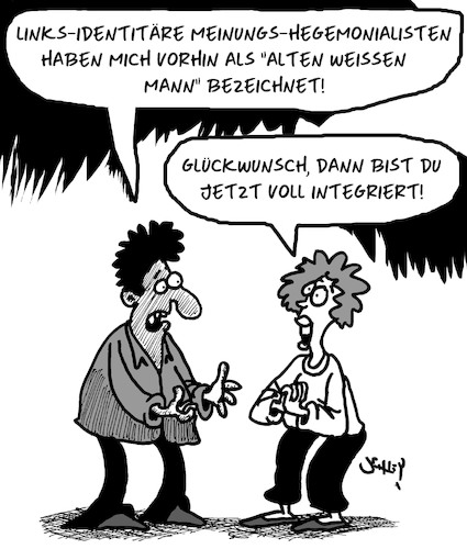 Cartoon: Voll integriert! (medium) by Karsten Schley tagged integration,meinung,hegemonie,meinungshoheit,meinungsfreiheit,einwanderung,politik,gesellschaft,integration,meinung,hegemonie,meinungshoheit,meinungsfreiheit,einwanderung,politik,gesellschaft