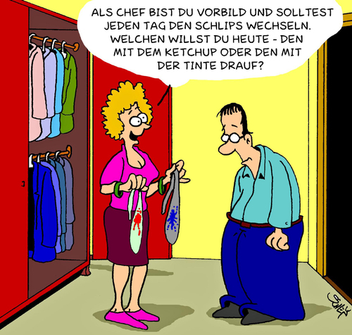 Cartoon: Vorbild (medium) by Karsten Schley tagged dress,code,mode,business,ceo,chefs,vorgesetzte,arbeit,arbeitgeber,arbeitnehmer,wirtschaft,mode,chefs,vorgesetzte,arbeit,arbeitgeber,arbeitnehmer,wirtschaft