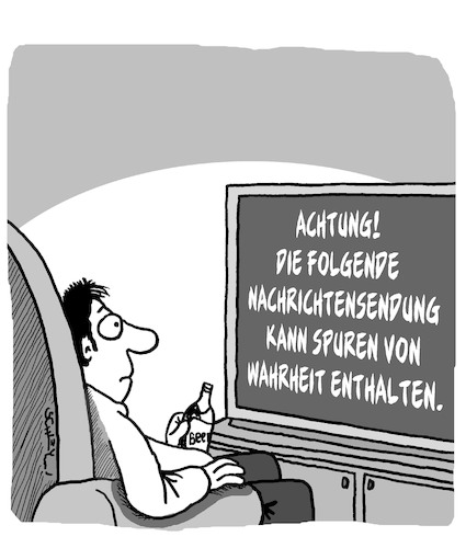 Cartoon: WARNHINWEIS!! (medium) by Karsten Schley tagged warnhinweise,medien,nachrichten,tv,fakenews,journalismus,gesellschaft,warnhinweise,medien,nachrichten,tv,fakenews,journalismus,gesellschaft