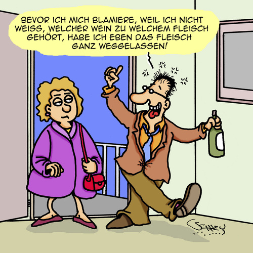 Cartoon: Weglassen (medium) by Karsten Schley tagged essen,trinken,kultur,bildung,benehmen,trunkenheit,wein,party,beziehungen,ehe,männer,frauen,essen,trinken,kultur,bildung,benehmen,trunkenheit,wein,party,beziehungen,ehe,männer,frauen