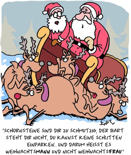 Cartoon: WeihnachtsFRAU?? (medium) by Karsten Schley tagged weihnachten,traditionen,religion,männer,frauen,jobs,gleichberechtigung,gesellschaft,weihnachten,traditionen,religion,männer,frauen,jobs,gleichberechtigung,gesellschaft