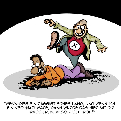 Cartoon: Wenn... (medium) by Karsten Schley tagged politik,neonszis,rassismus,europa,usa,demokratie,einwanderer,gesellschaft,politik,neonszis,rassismus,europa,usa,demokratie,einwanderer,gesellschaft