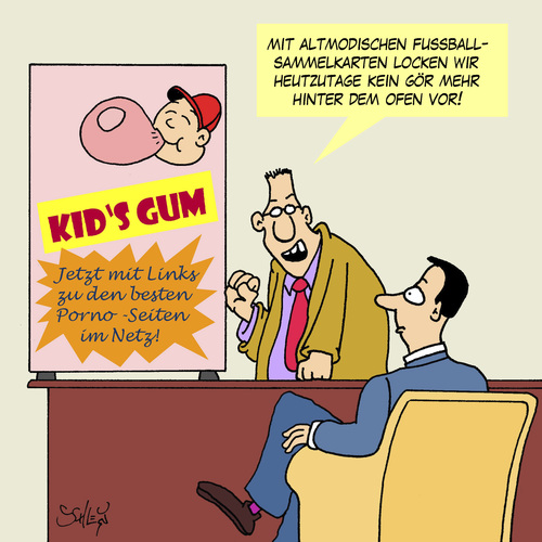 Cartoon: Werbung (medium) by Karsten Schley tagged werbung,verkaufen,umsatz,kinder,verkäufer,marketing,geld,gesellschaft,werbung,verkaufen,umsatz,kinder,verkäufer,marketing,geld,gesellschaft