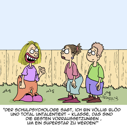 Cartoon: Werde ein SUPERSTAR! (medium) by Karsten Schley tagged karriere,intelligenz,bildung,schule,psychologie,tv,fernsehen,shows,entertainment,karriere,intelligenz,bildung,schule,psychologie,tv,fernsehen,shows,entertainment