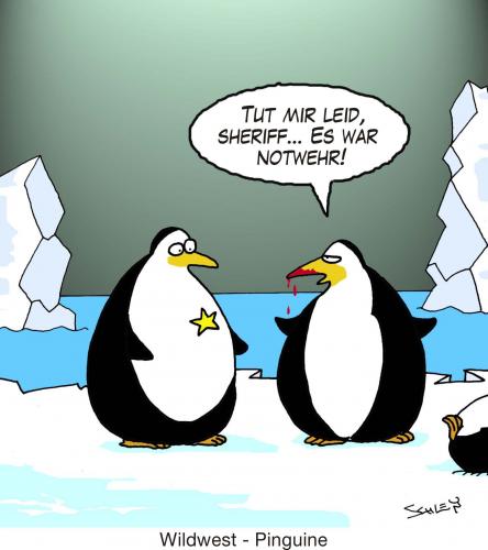 Cartoon: Wildwest-Pinguine (medium) by Karsten Schley tagged natur,kriminalität,justiz,klimawandel,tiere